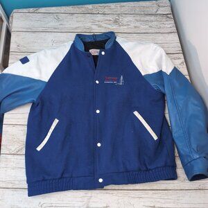 First Impressions Varsity Jacket Blue/White Melton Wool Leather Retro – Men’s 46